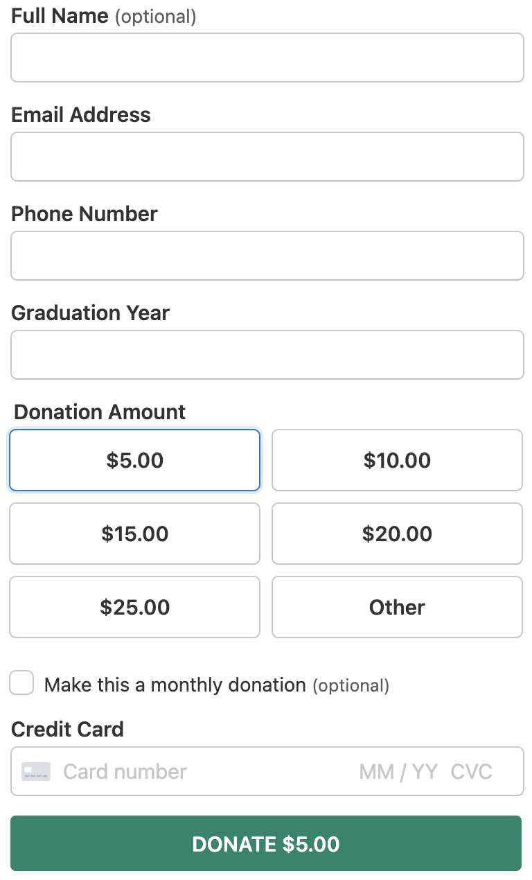 Alumni donation form