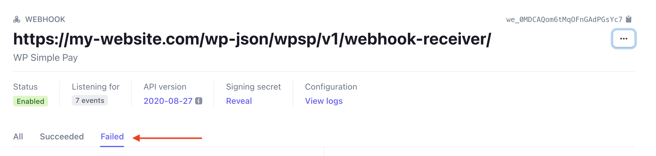 Stripe failed webhook events