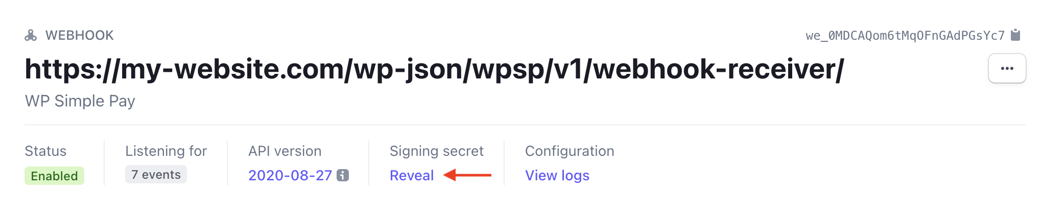 reveal the webhook secret key