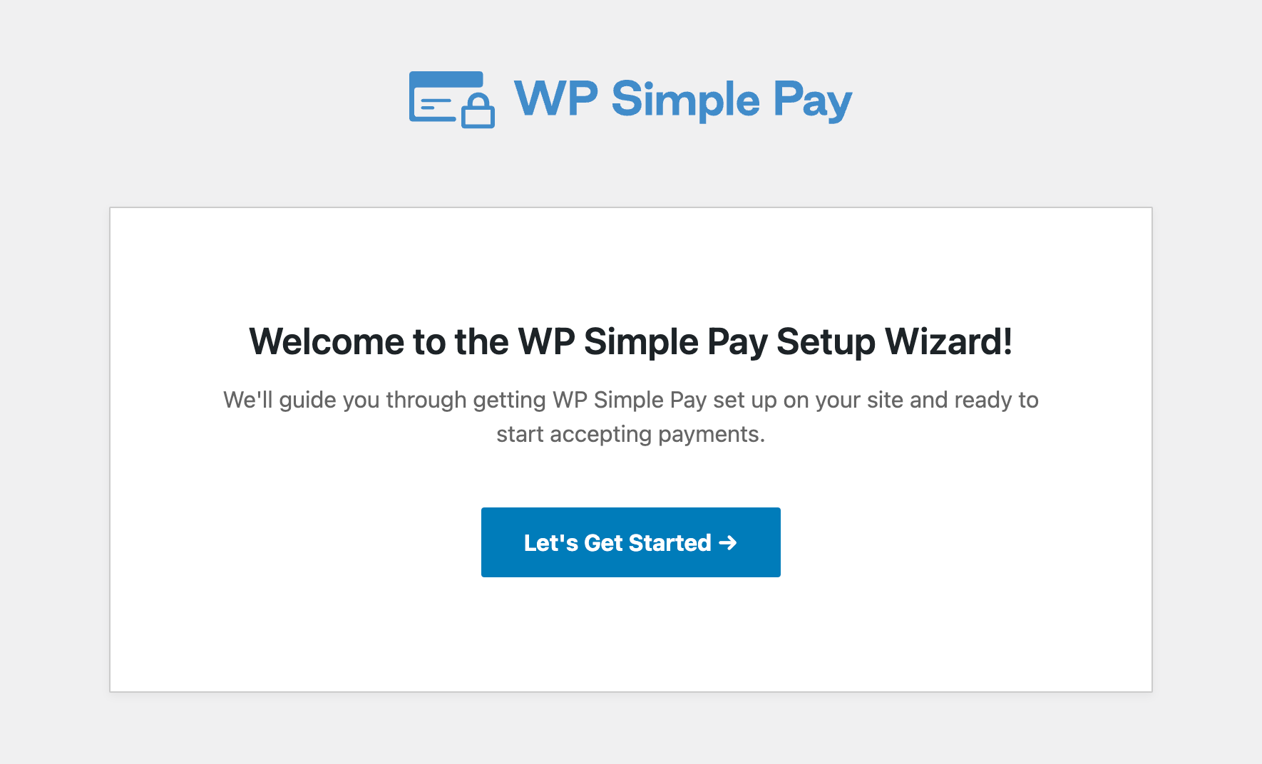 WP Simple Pay setup wizard